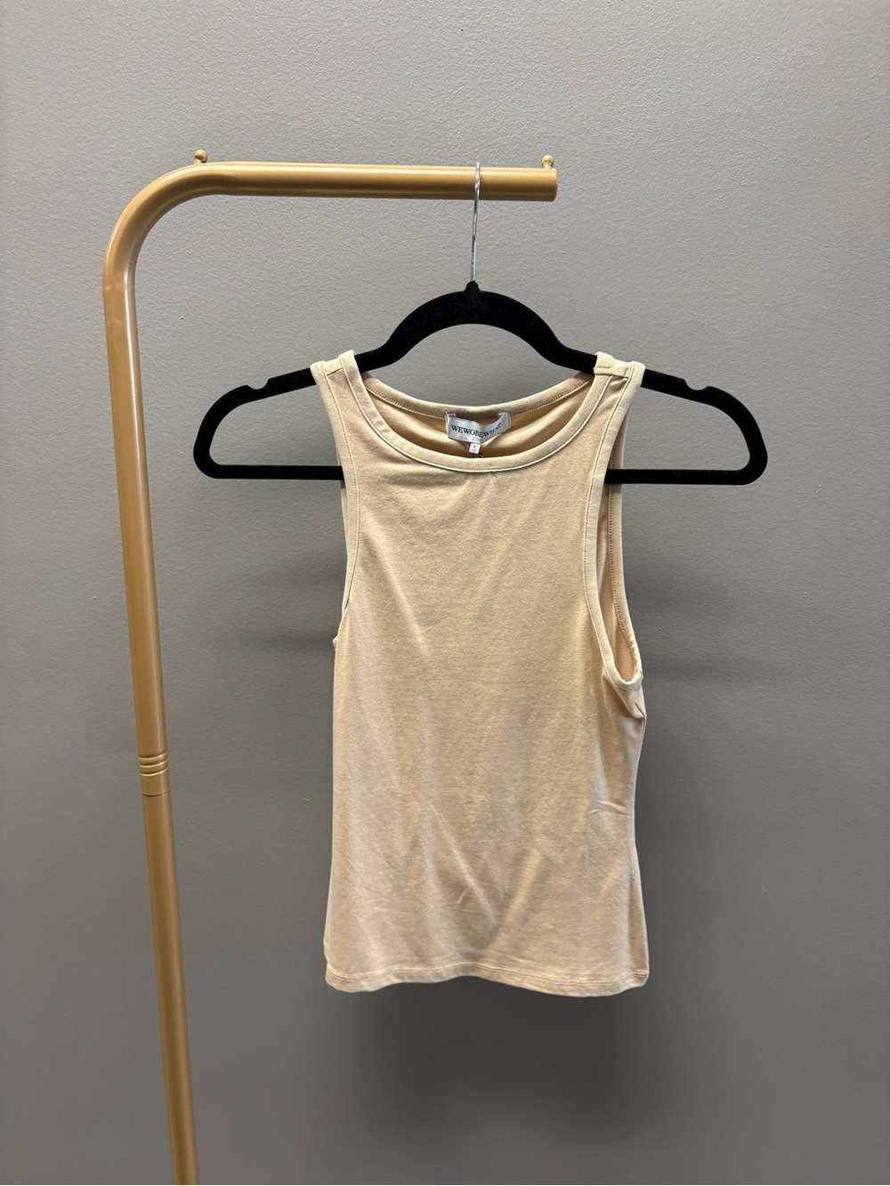 WeWoreWhat Cream Ribbed Tank Top